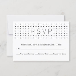 シック、トレンディーブラック、ホワイトジオメトリックウェディングRSVP 出欠カード