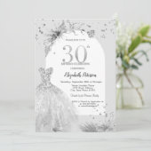シック・ドレスウィンターグレー30歳の誕生日 招待状 (スタンド正面)