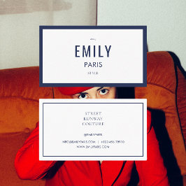 シック・ネイビーファッション・スタイリスト・インフルエンサー・ビジネス・カード 名刺