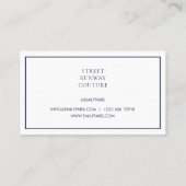 シック・ネイビーファッション・スタイリスト・インフルエンサー・ビジネス・カード 名刺 (裏面)