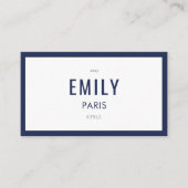 シック・ネイビーファッション・スタイリスト・インフルエンサー・ビジネス・カード 名刺 (正面)