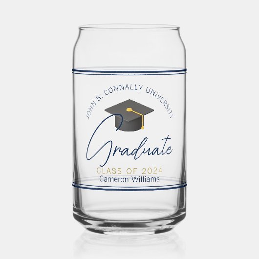 シック・ネイビーブルー卒業記念ギフト ガラス缶 (正面)