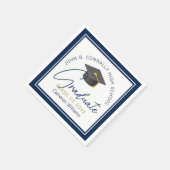 シック・ネイビーモダンル卒業パーティー スタンダードカクテルナプキン (角)
