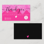 シック·ネオン·ピンク·グリッター·ドリップス·赤面·オー感謝していダー 名刺 (正面/裏面)