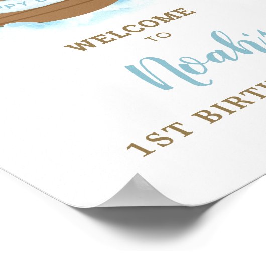 シック・ノアの箱舟の男の子の誕生日パーティーへようこそ ポスター (角)