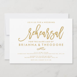 シック・ハンドレタ結婚ーのリハーサル金ゴールド 招待状