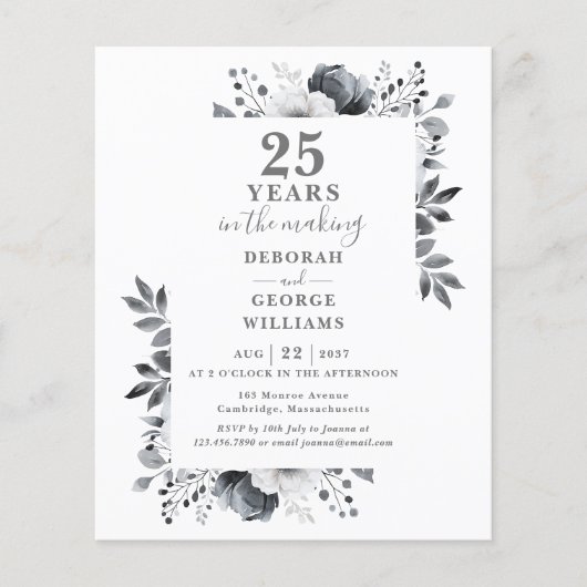 シック・バジェット25th結婚ズ・アニバーサリーフローラ招待状 (正面)