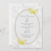 シック バタフライ ダマスク 25歳誕生日両面 招待状 (裏面)