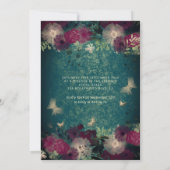 シック・バタフライ・フローラ・ガーデンQuinceanera green 招待状 (裏面)