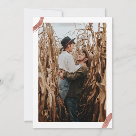 シック·バラ·金ゴールド·アンパサンドが写真結婚の名前を付ける 招待状 (裏面)