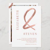 シック·バラ·金ゴールド·アンパサンドが写真結婚の名前を付ける 招待状 (正面/裏面)