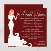 シック·バーガンディ·ワイン·ブライダル·シャワーの招待 招待状 (正面/裏面)