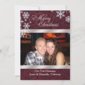 シック・バーガンディ・初めてのクリスマスズ・フォトカード シーズンカード (正面)