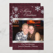 シック・バーガンディ・初めてのクリスマスズ・フォトカード シーズンカード (正面/裏面)