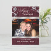 シック・バーガンディ・初めてのクリスマスズ・フォトカード シーズンカード (スタンド正面)