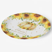 シック·パンプキン·ヒマワリ·ベビー·シャワー誕生パーティー ペーパープレート (アングル)