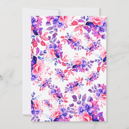 シック・パープルウォーター・カラーフローラ60th誕生日パーティー 招待状 (裏面)