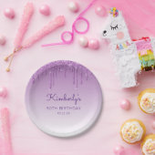 シック・パープルグリッタードリップ50thバースデーパーティー ペーパープレート (パーティー)