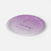 シック・パープルグリッタードリップ50thバースデーパーティー ペーパープレート (アングル)