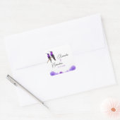 シック・パープルハミングバードと花びら結婚ズ スクエアシール (封筒)