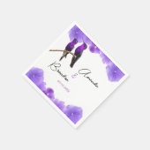 シック・パープルハミングバードと花びら結婚ズ スタンダードカクテルナプキン (角)