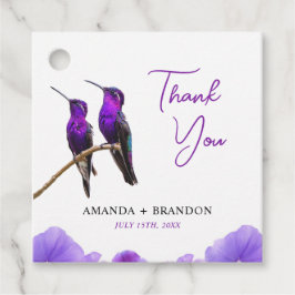 シック・パープルハミングバードと花びら結婚ズ フェイバータグ