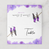 シック・パープルハミングバードと花びら結婚ズ プレイスカード (外部開封)