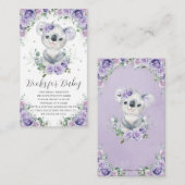 シック・パープル薄紫フローラかわいいコアラベビーのための本 エンクロージャーカード (正面/裏面)