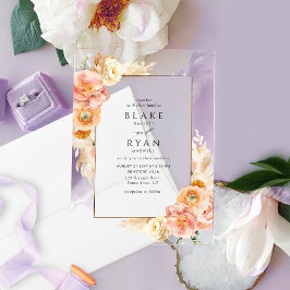 シック・パープル、ピーチ、赤面、クリーム・フローラ結婚ズ アクリル招待状