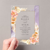 シック・パープル、ピーチ、赤面、クリーム・フローラ結婚ズ アクリル招待状 (インサイチュ (ポータブル))
