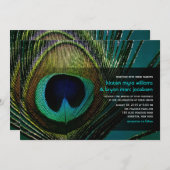 シック·ピエレガントーコック·フェザー写真結婚ズ 招待状 (正面/裏面)