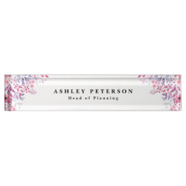 シック·ピンエレガントク·フローラ デスクネームプレート