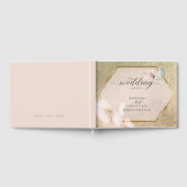 シック・ピンクと金ゴールド結婚フローラズゲストブック ゲストブック (全面)