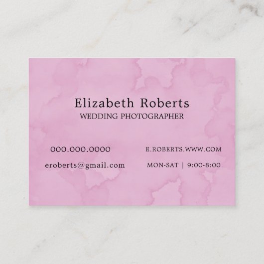シック・ピンクフローラカメラ結婚の写真家 名刺 (裏面)