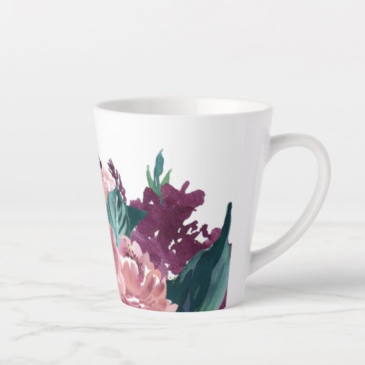 シック・ピンクフローラバイブル・バースタイポグラフィ カフェラテマグ (右)