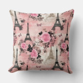 シック・ピンクブラック&ホワイトエッフェルタワーパリフランスの クッション (正面)