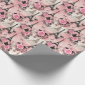 シック・ピンクブラック&ホワイトエッフェルタワーパリフランスの ラッピングペーパー (角)