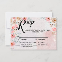 シック・ピンク結婚フローラ 出欠カード