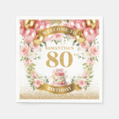 シック・ピンク金ゴールド80th誕生祝い・ナプキンス スタンダードカクテルナプキン (正面)