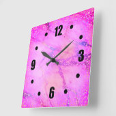 シック·ピンク·シンプル·モダングラム·マーブル·紙吹雪·ドット スクエア壁時計 (傾斜)