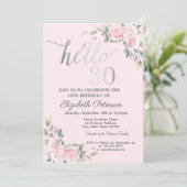シック・ピンク・フラワーズシルバー30歳の誕生日 招待状 (スタンド正面)
