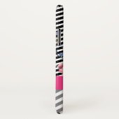 シック·ピンク·フローラ·ブラック·アンド·ホワイト·シェブロンと名前 Case-Mate iPhoneケース (裏面/右)