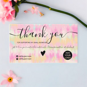 シック·ピンク·ボーホ·絞り染め水彩感謝してい順序 名刺