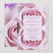シック・ピンク・ローズのブライダルシャワーへの招待 招待状 (正面/裏面)