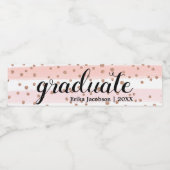 シック・ピンク&金ゴールドストライプの卒業生 ペットボトルラベル (シングルラベル)