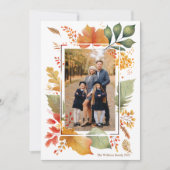 シック・ファミリー感謝祭フォト秋リーフ縁ど シーズンカード (正面)