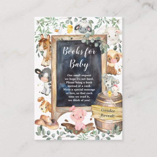 シック・ファーム・アニマルズ・納屋周囲の庭・グリーナリー・ブックス・フォー・ベビー エンクロージャーカード (正面)