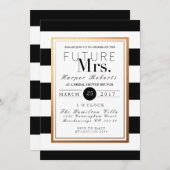 シック&フォーマルブライダルシャワー |金ゴールドと黒 招待状 (正面/裏面)