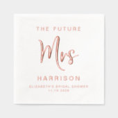 シック フューチャー ミセス ブライダル シャワー ローズ ゴールド 箔ナプキン (正面)