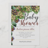 シック&フラワーモダンズフローラガーデンベビーシャワー 招待状 (正面/裏面)